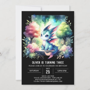 Majestic Pastel Dragon Birthday Einladung