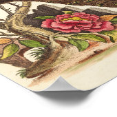 Majestic Peacock bird Floral Vintage Illustration Poster (Ecke)