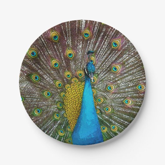 Majestic Peacock Bird mit Royal Plumage Pappteller (Vorderseite)