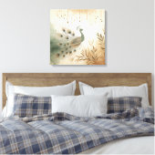 Majestic Peacock Canvas Print – Vibrant Feathers  Leinwanddruck (Insitu (Schlafzimmer))