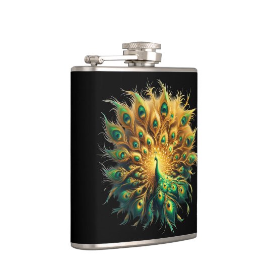 Majestic Peacock Dancing, Flachmann (Rechts)