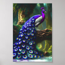 Majestic Peacock Digital Art Printing Poster