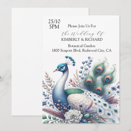 Majestic Peacock Einladung (Vorne/Hinten)