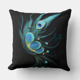 Majestic Peacock Feather/Throw Kissen