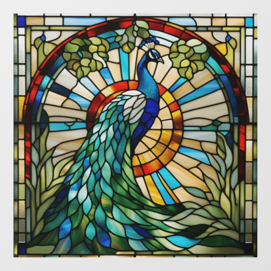Majestic Peacock-Imitate aus festem Glas Fensteraufkleber (Blatt)