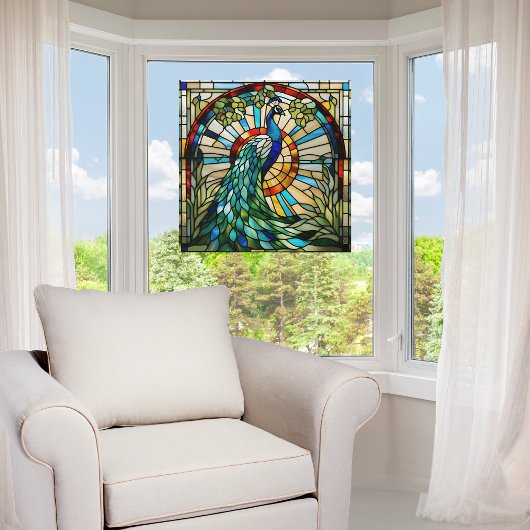 Majestic Peacock-Imitate aus festem Glas Fensteraufkleber