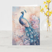 Majestic Peacock inmitten wunderschöner Blume Karte (Gelbe Blume)