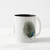Majestic Peacock mit farbenprächtigem Schwanz Zweifarbige Tasse (VorderseiteRechts)