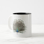 Majestic Peacock mit farbenprächtigem Schwanz Zweifarbige Tasse (Vorderseite Links)