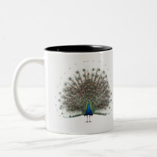 Majestic Peacock mit farbenprächtigem Schwanz Zweifarbige Tasse