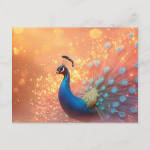Majestic Peacock mit lebhaftem Plumage Feiertagspostkarte