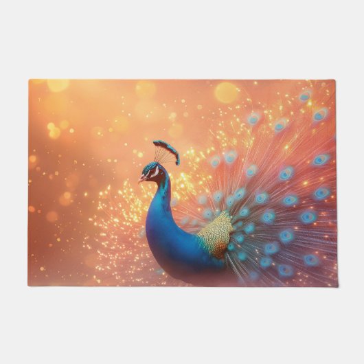 Majestic Peacock mit lebhaftem Plumage Fußmatte (Vorderseite)