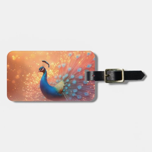 Majestic Peacock mit lebhaftem Plumage Gepäckanhänger (Vorderseite horizontal)
