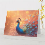 Majestic Peacock mit lebhaftem Plumage Karte (Gelbe Blume)