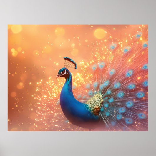 Majestic Peacock mit lebhaftem Plumage Poster (Vorne)