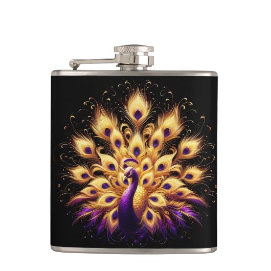 Majestic Peacock Perched Flachmann (Vorderseite)