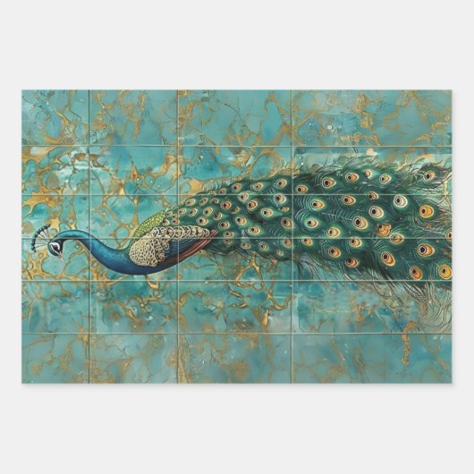 Majestic Peacock Set Decoupage Geschenkpapier Set (Vorderseite)