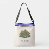 Majestic Peacock & Stars auf Elfenbeinküste Tragetaschen Mit Langen Trägern (Rückseite)