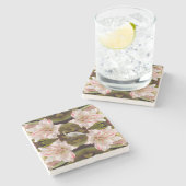 Majestic Peacock und Amaryllis Candy Cane Steinuntersetzer (Seitenansicht)