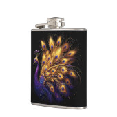 Majestic Peacock wird in Weiß auf gläserne Weise d Flachmann (Links)