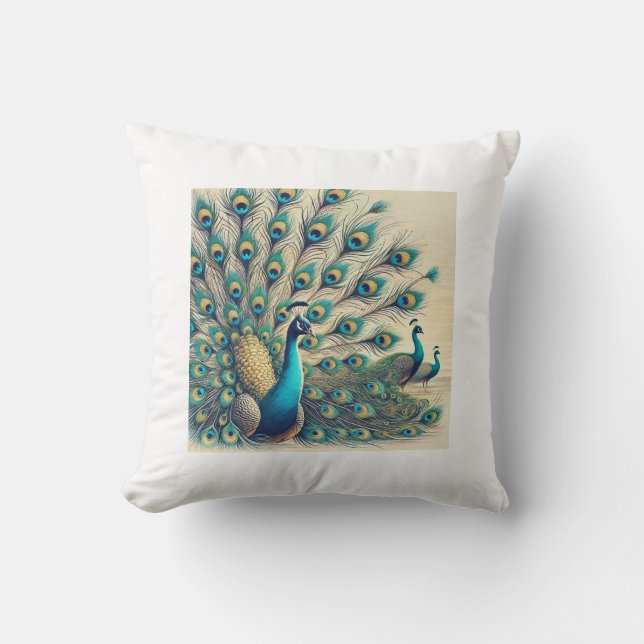 Majestic Peacocks - Lebhaftes Feather Display Kiss Kissen (Vorderseite)