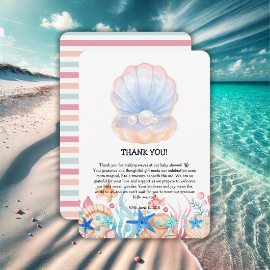 Majestic Pearl Under Sea Baby Shower Dankeskarte