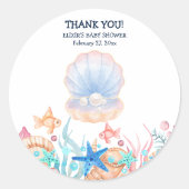 Majestic Pearl Under Sea Baby Shower Runder Aufkleber (Vorderseite)