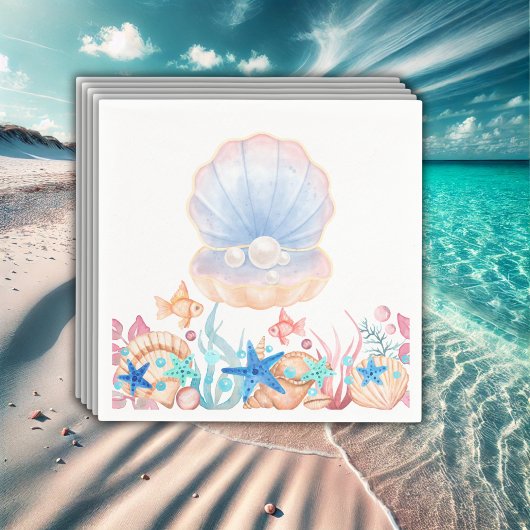 Majestic Pearl Under Sea Baby Shower Serviette