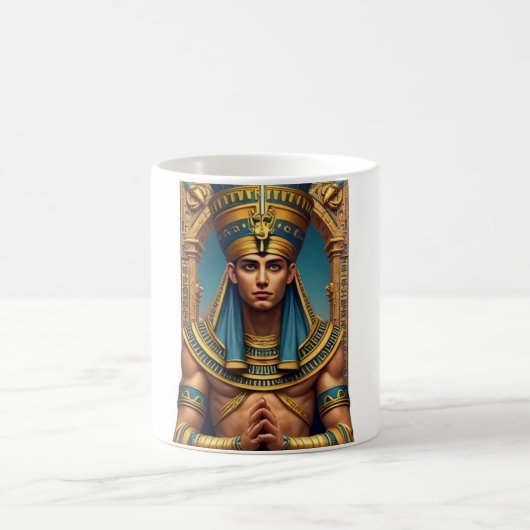 Majestic Pharaoh Portrait: Golden & Blue Ancient E Kaffeetasse (Mittel)