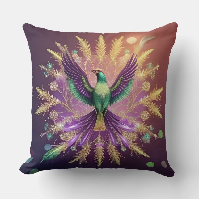 Majestic Phoenix mit lebendigen Feathers Kissen (Vorderseite)