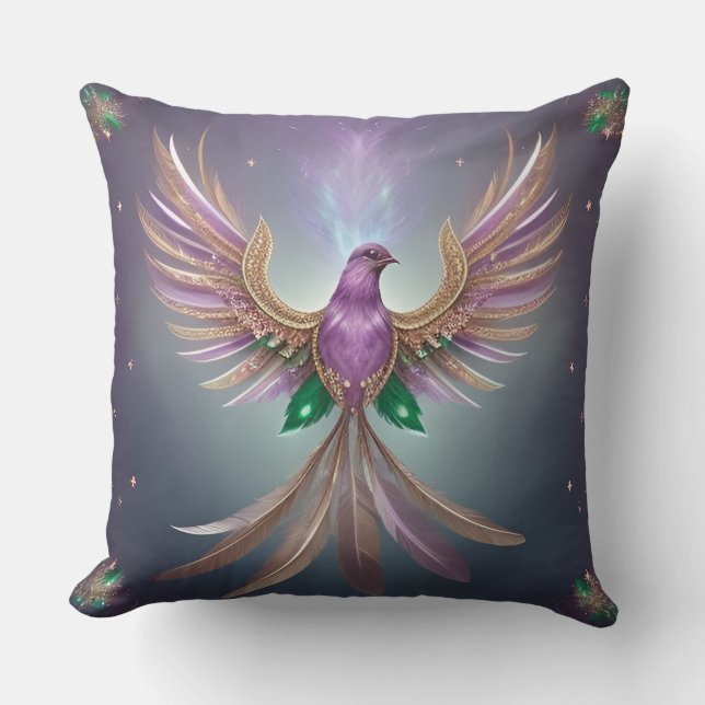 Majestic Phoenix mit lebendigen Feathers Kissen (Vorderseite)