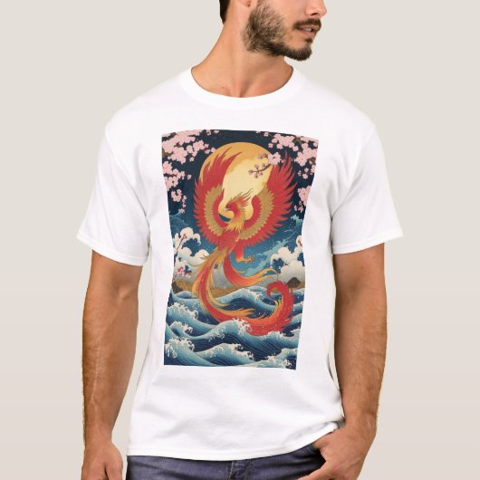 Majestic Phoenix Rising - Japanese Fantasy Art T-Shirt (Vorderseite)