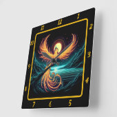 Majestic Phoenix über Mondlicht Quadratische Wanduhr (Winkel)