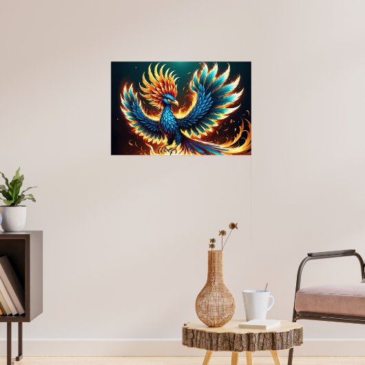 Majestic Phoenix Wappen Flames Poster (Wohnzimmer 3)