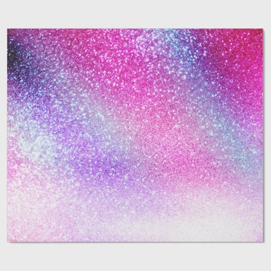 Majestic Pink Lila Nebel Galaxy Glitzer Geschenkpapier (Flach)