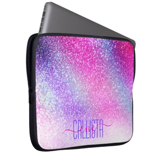 Majestic Pink Lila Nebel Galaxy Glitzer Laptopschutzhülle (Vorne Rechts)