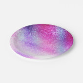 Majestic Pink Lila Nebel Galaxy Glitzer Pappteller (Schrägansicht)