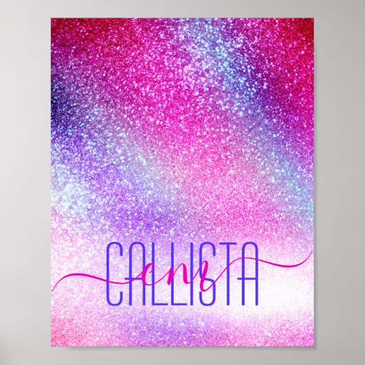Majestic Pink Lila Nebel Galaxy Glitzer Poster (Vorne)
