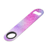Majestic Pink Lila Nebel Galaxy Glitzer Speed Flaschenöffner (Rückseite Schrägansicht)