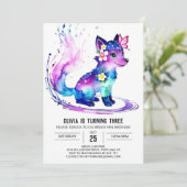 Majestic Pink Wolf Digital Girl Geburtstag Einladung (Stehend Vorderseite)