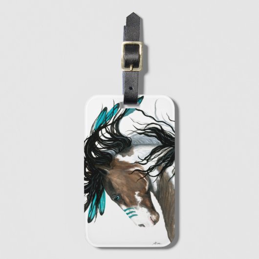 Majestic Pinto Pferd von Bihrle Gepäckanhänger (Vorderseite Vertikal)