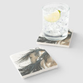 Majestic Pinto Pferd von Bihrle Steinuntersetzer (Seitenansicht)