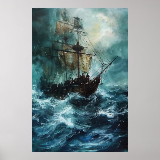 Majestic Pirate Ship on the High Seas Art Poster (Vorne)