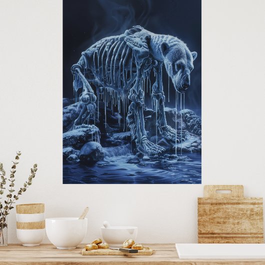 Majestic Polar Bären Skelettplakat Poster (Küche)