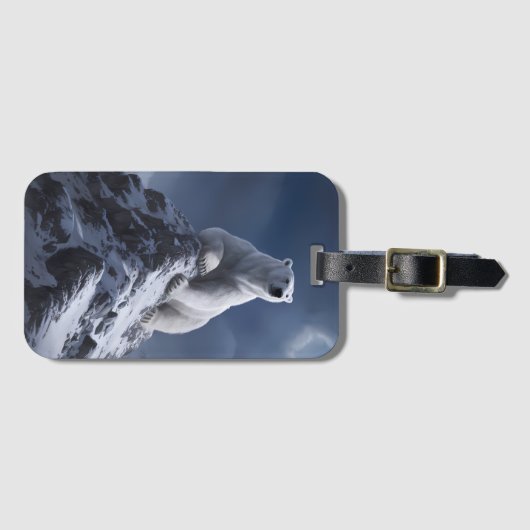 Majestic Polar Bear Atop Snowy Summit Gepäckanhänger (Vorderseite (Horizontal))