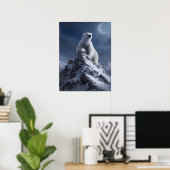 Majestic Polar Bear Atop Snowy Summit Poster (Heimbüro)