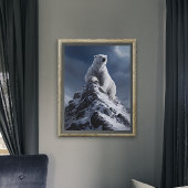 Majestic Polar Bear Atop Snowy Summit Poster