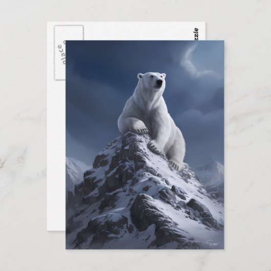 Majestic Polar Bear Atop Snowy Summit Postkarte (Vorne/Hinten)
