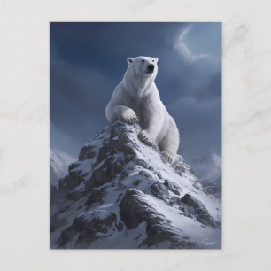 Majestic Polar Bear Atop Snowy Summit Postkarte