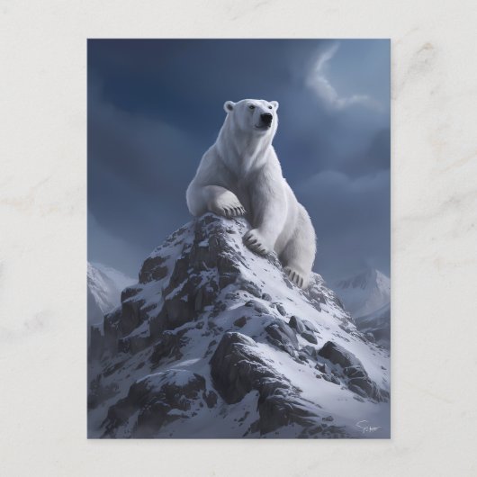 Majestic Polar Bear Atop Snowy Summit Postkarte (Vorderseite)